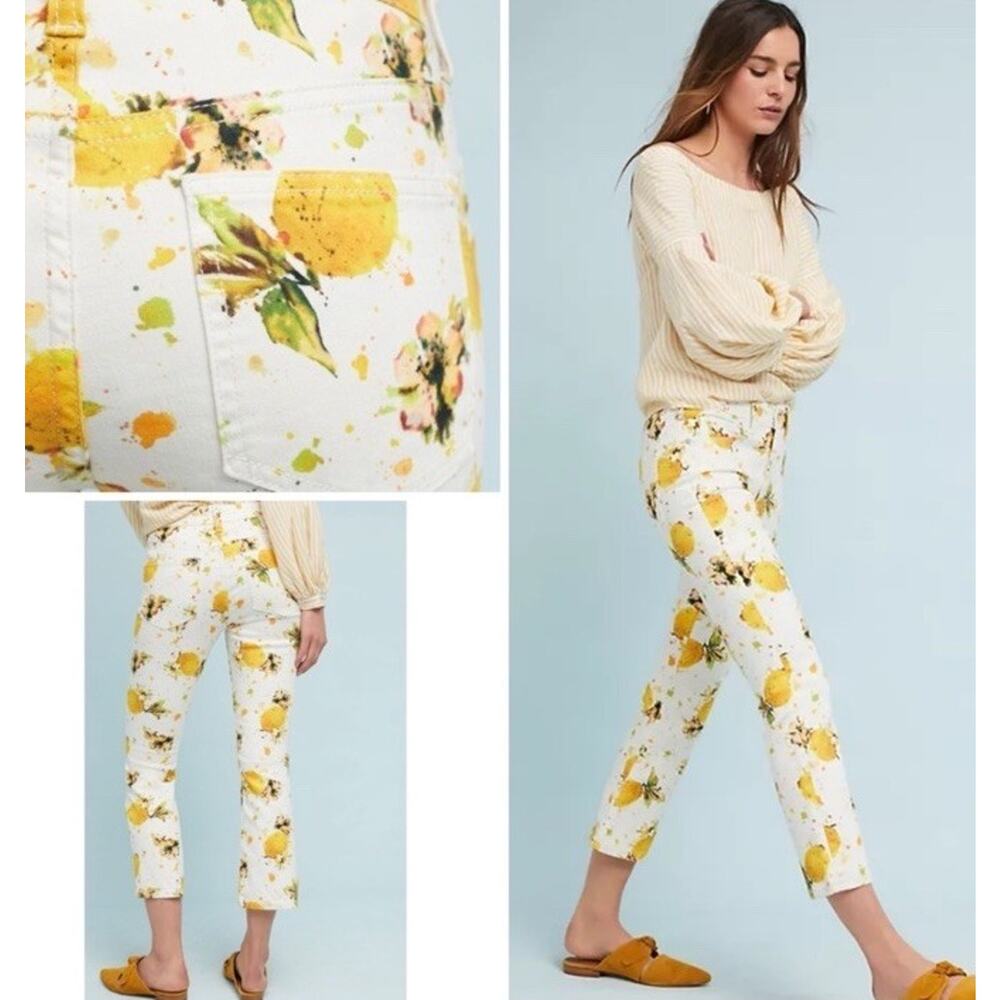 Anthropologie PILCRO and the Letterpress Lemon Print High-Rise Bootcut Jeans 27